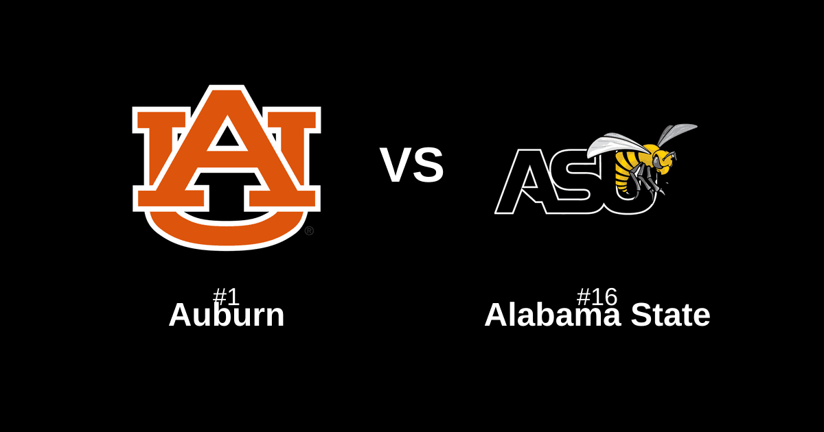 #1 Auburn vs #16 Alabama State Free Pick and Prediction β March 20